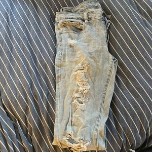 AE super light wash destroyed skinny stretch jeans